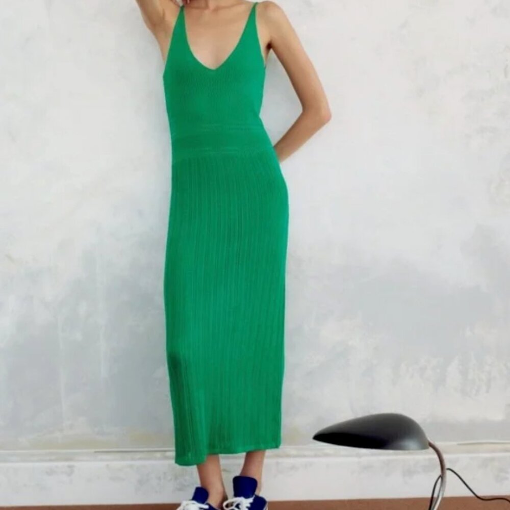 NWT, Zara, S, LONG STRAPPY DRESS, GREEN 0/7901/808/500/02